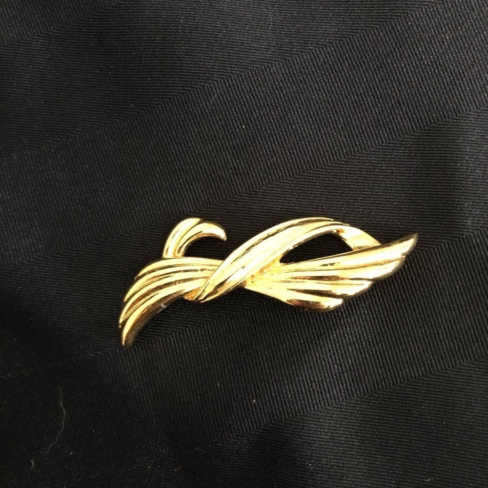 Vtg Gold Tone Abstract Brooch